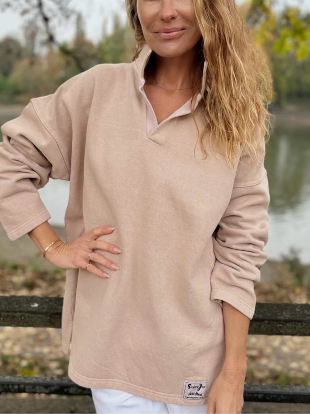 Sloppy Joe Size 3/L Jackie Harris Collar 02  in Cream Tan